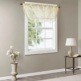 Diamond Sheer Embroidered Waterfall Valance Ivory 38x46"