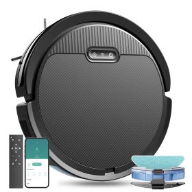 Robot Vacuum And Mop, 3 In 1 Combo Cleaner For Home With Pet Hair And Hard Floor, 5000Pa Suction, 120 Mins Run Time,Self-Charging,Super Thin Body (Color: black)