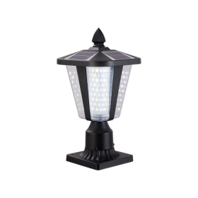Solar Pillar Headlights With Dimmable LEDs 1-pack -Unavailable Platforms- Temu (Color: black)