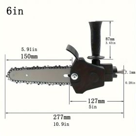 1pc, Mini Electric Drill Chainsaw, Electric Chain Saw Drill Attachment, Chain Saw Drill Attachment, Chainsaw Convertor, Chainsaw For Woodworking (Color: black)