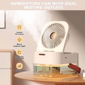 Misting Fan with 2.5L Water Tank and Dual Misting Outlets, Portable Fan Rechargeable with LED Night Light, USB Desktop Fans for Home, Office (Color: remote control white)